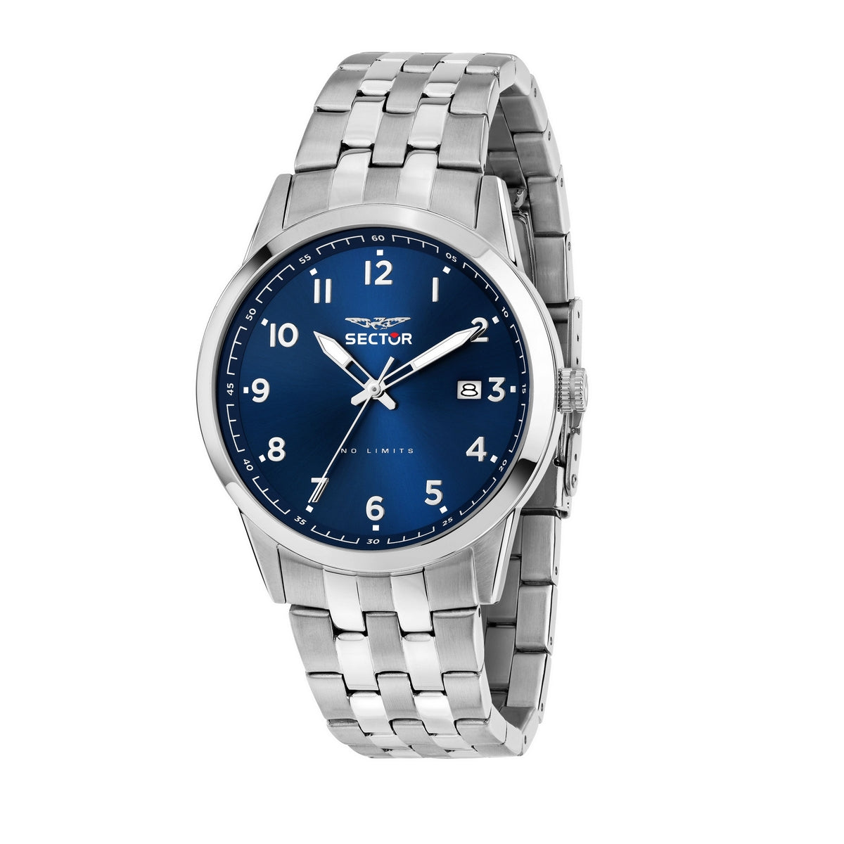 sector no limits 660 41mm 3h blue dial stainless steel bracelet watch