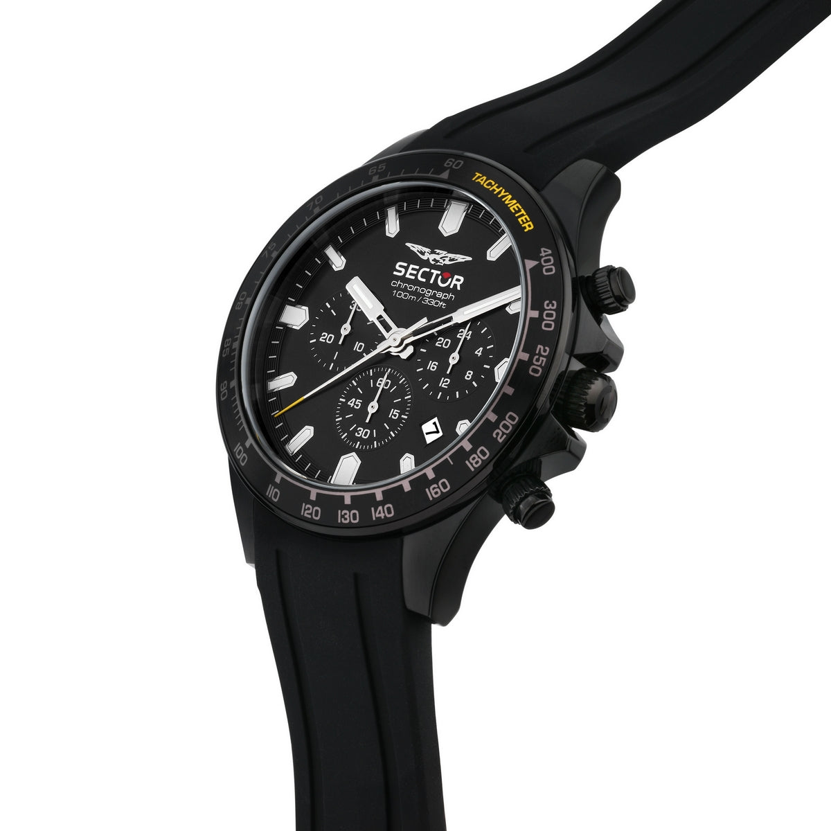 sector 230 43mm chr black dial black st