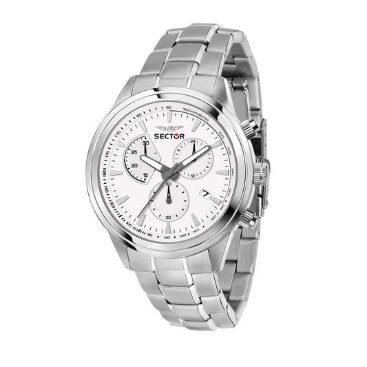 sector chronograph stainless steel white dial bracelet watch