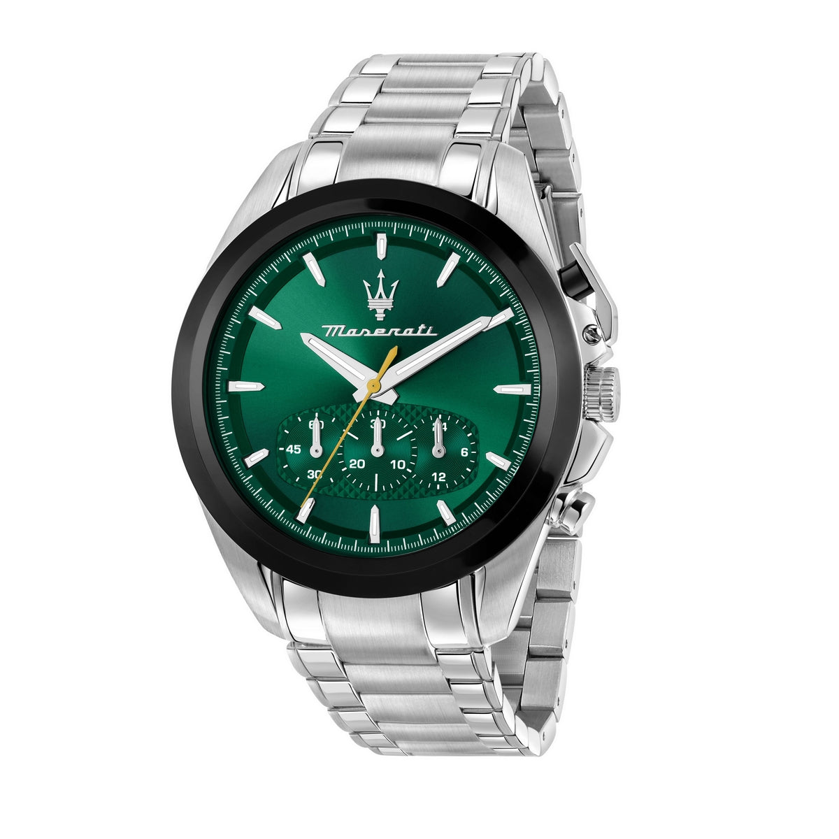 maserati traguardo 43mm chrono green dial stainless steel bracelet
