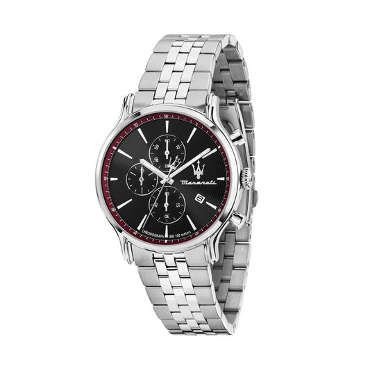 maserati epoca slim 40mm chronograph black dial stainless steel bracelet
