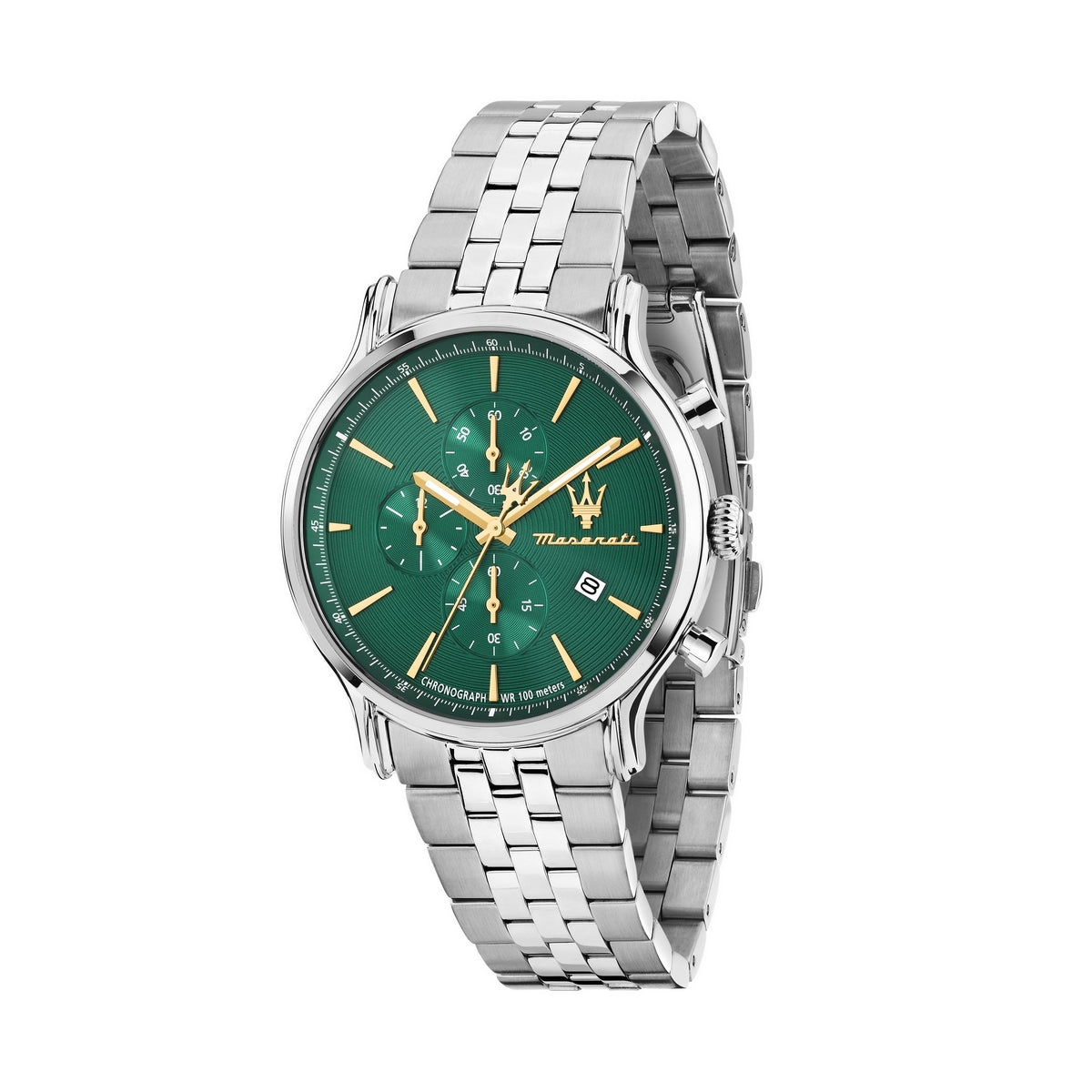maserati epoca slim 40mm chronograph green dial stainless steel bracelet