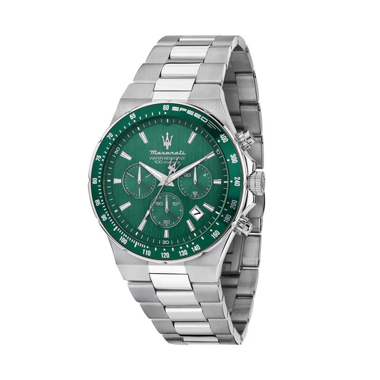 maserati sfida 41mm chronograph emerald dial stainless steel bracelet
