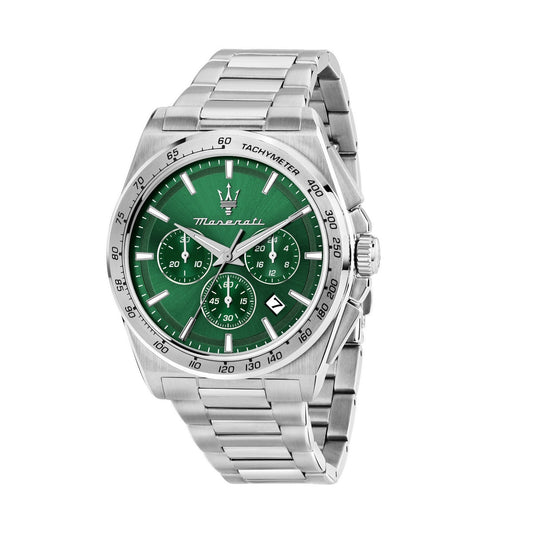 maserati velocita 43mm chrono green dial stainless steel bracelet