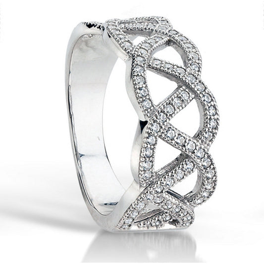 entwined pave set ring size 52