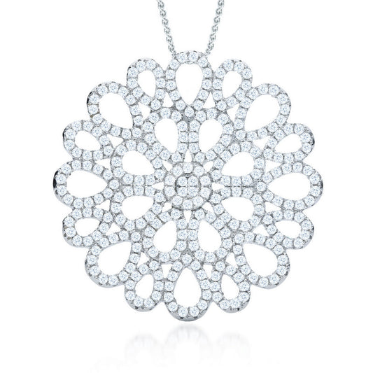 large floral design sterling silver pendant.