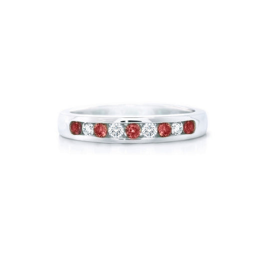 sterling silver ring with ruby-like stones, size 53