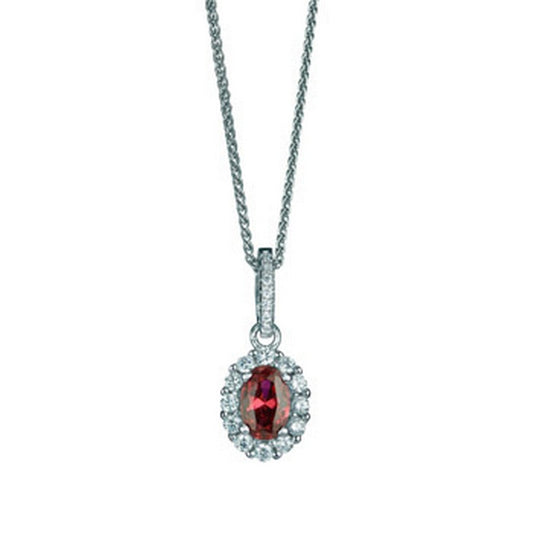 sterling silver pendant with a elegant ruby-like centre stone.