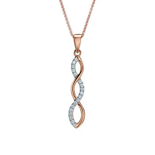sterling silver rose-plated pendant with a small stone twist.