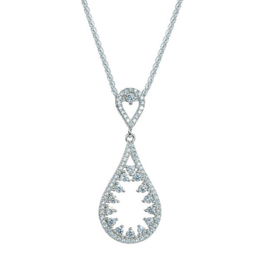 teardrop outline shapped pendant with single stones set along the inside