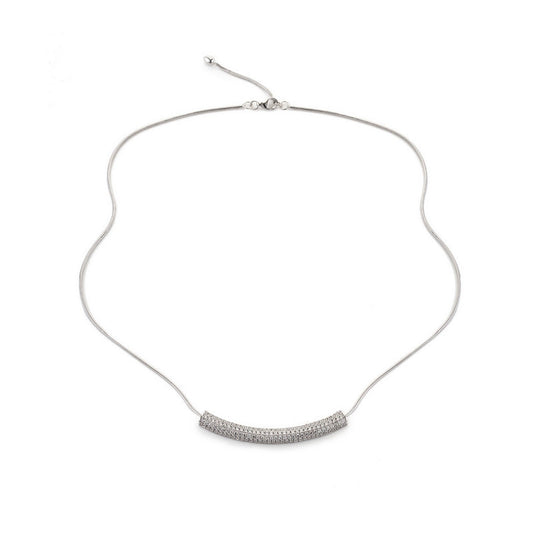 fully stoneset bar set on 14"-16" snake chain as a chocker necklace