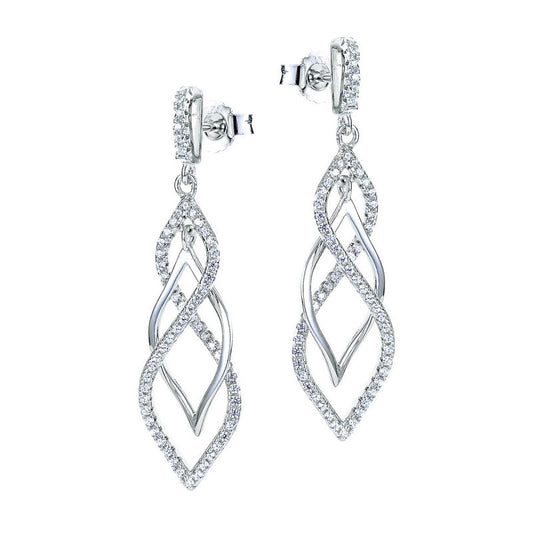 real effect stone set twist drop earrings