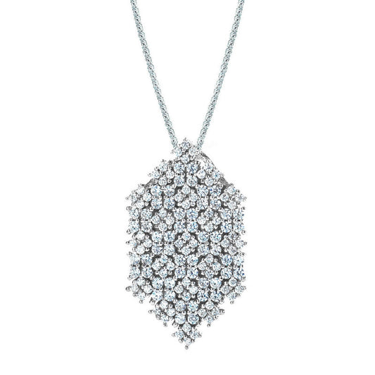 real effect stone set cluster diamond shape pendant