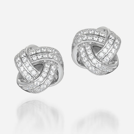 petite knotted bundle of zirconia gemstones in fine sterling silver
