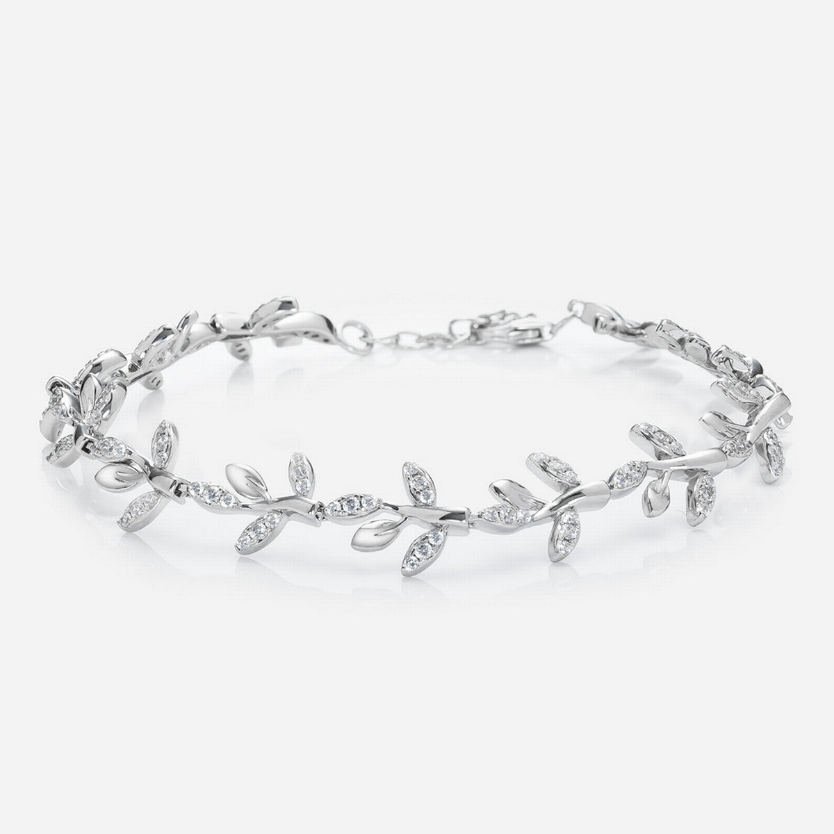 elegant floral bracelet with fine sterling silver and zirconia gemstones