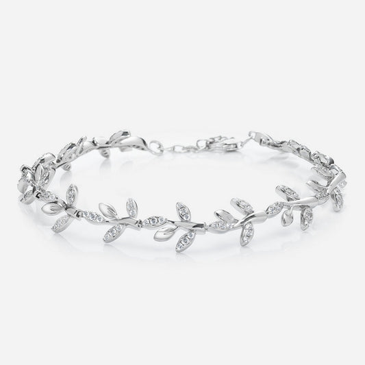 elegant floral bracelet with fine sterling silver and zirconia gemstones