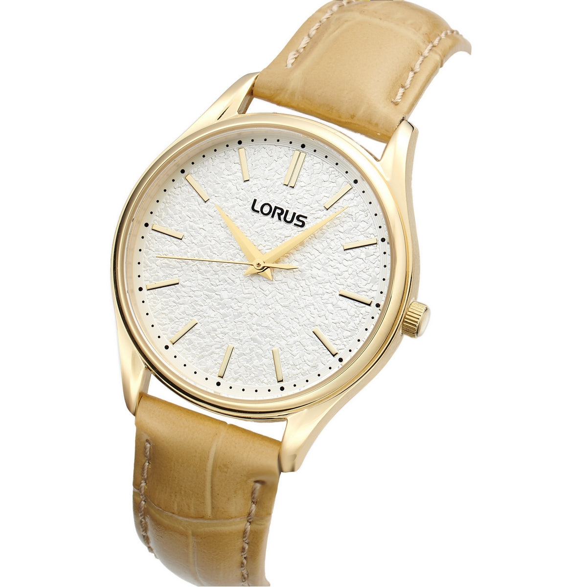 lorus quartz ladies gold plated white dial strap watch