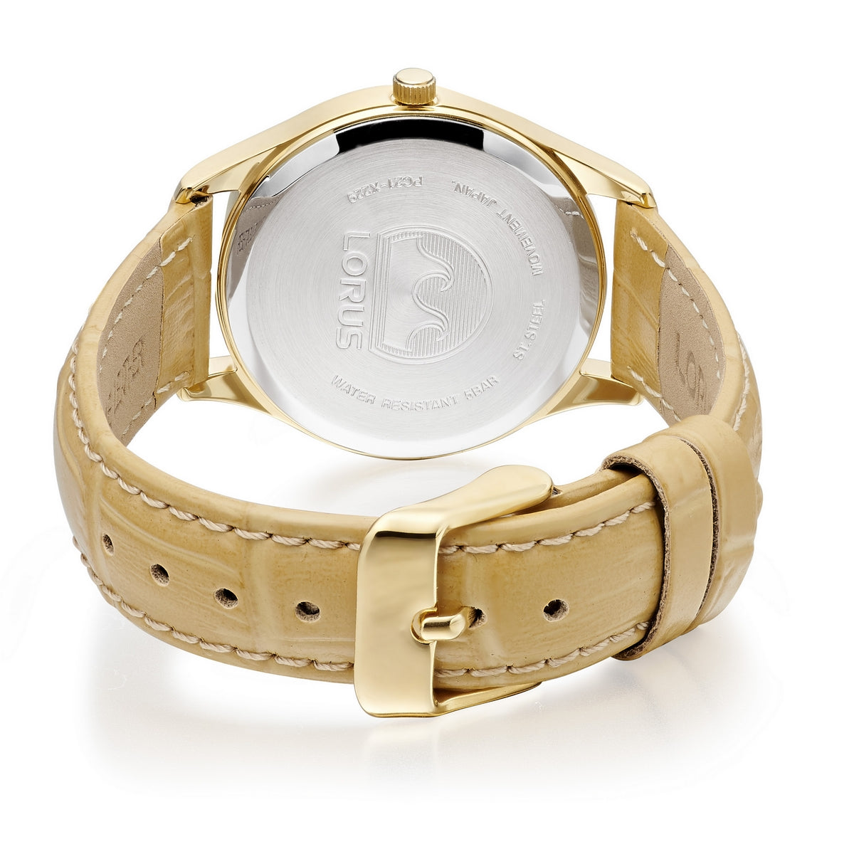 lorus quartz ladies gold plated white dial strap watch