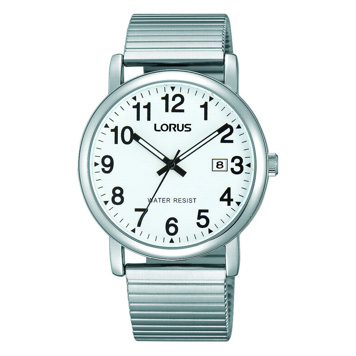 lorus quartz gents stainless steel white dial expand
