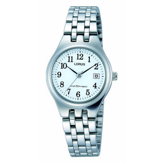 lorus quartz ladies stainless steel white dial bracelet watch