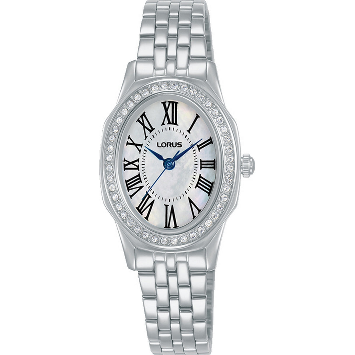 lorus quartz ladies stainless steel stone set white dial bracelet watch