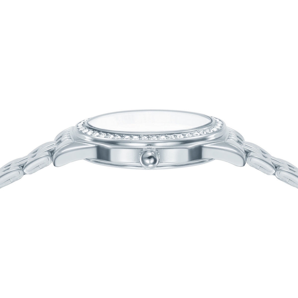 lorus quartz ladies stainless steel stone set white dial bracelet watch