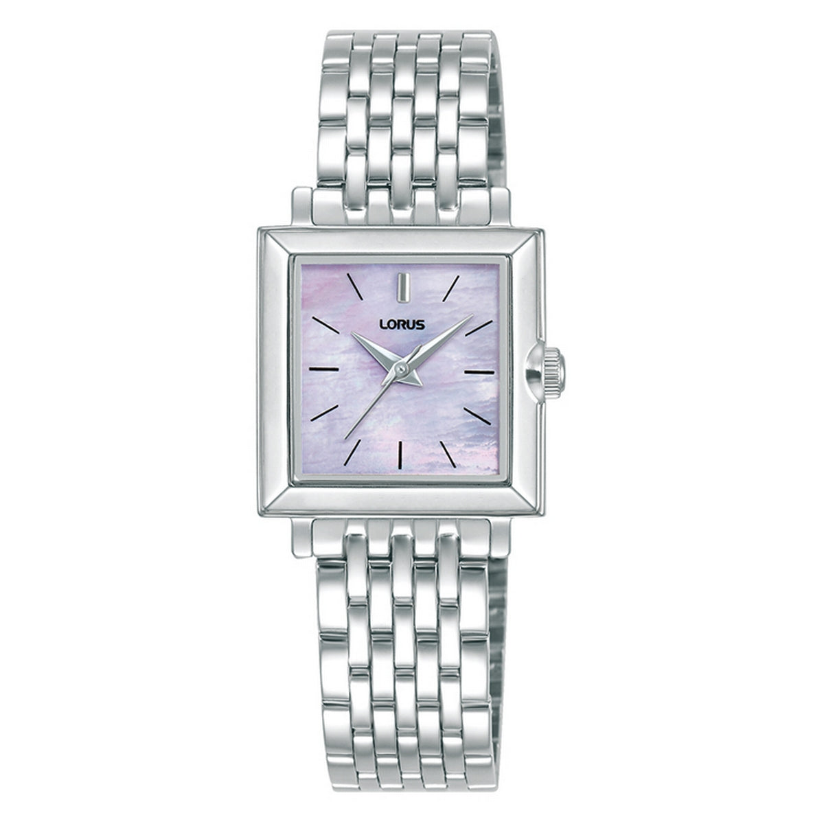 lorus quartz ladies stainless steel pink mop dial bracelet watch