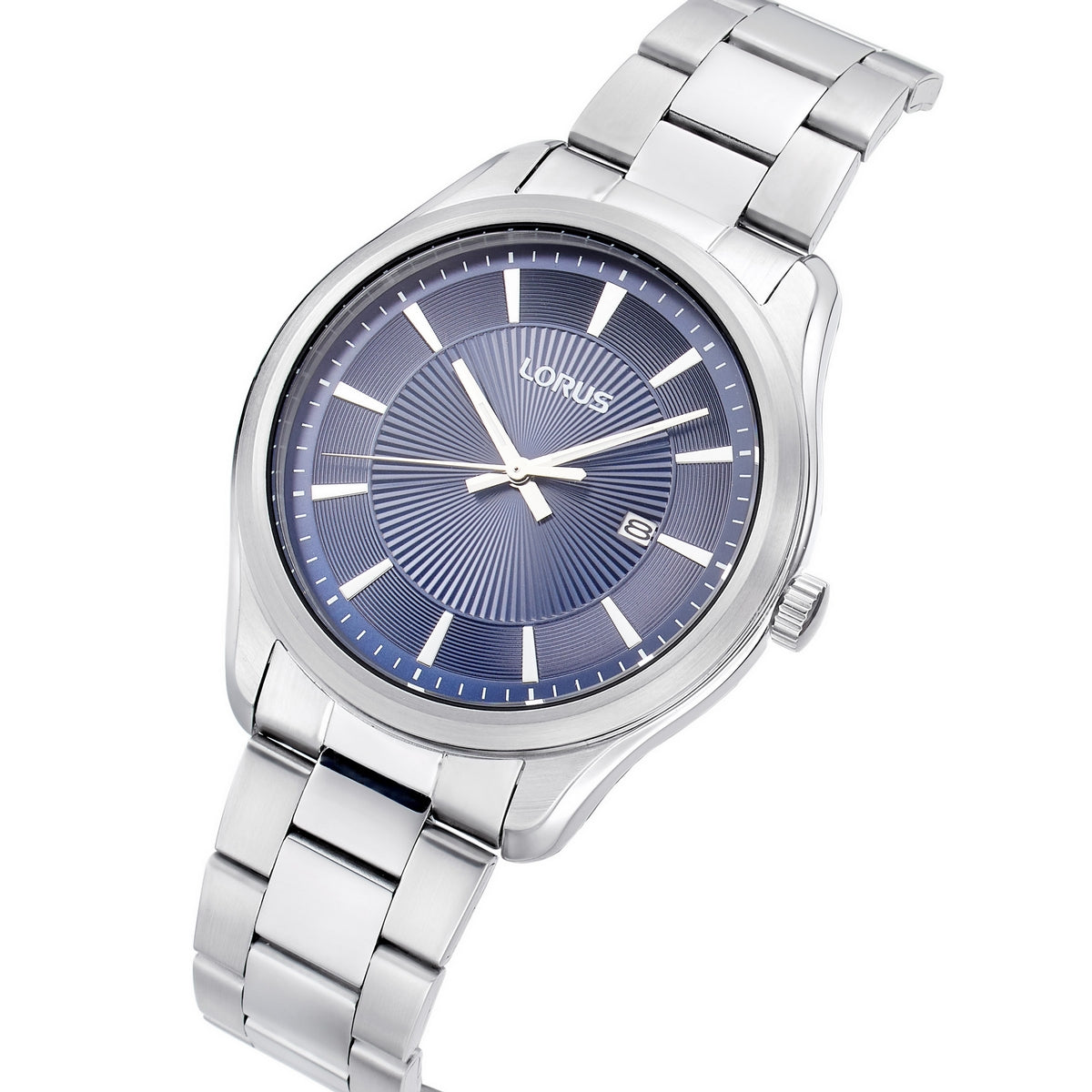 lorus quartz gents stainless steel blue dial bracelet watch