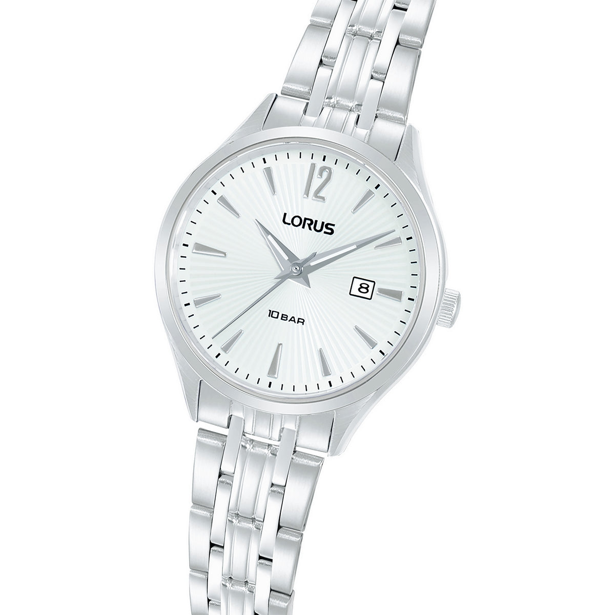 lorus quartz ladies stainless steel white dial bracelet watch