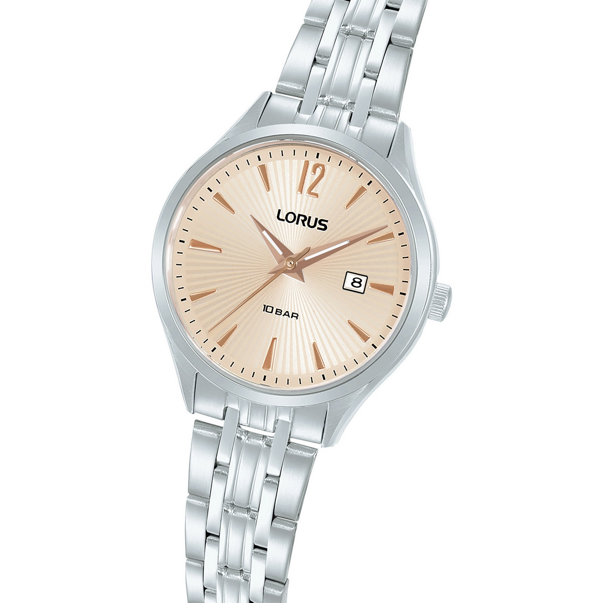 lorus quartz ladies stainless steel pink dial bracelet watch