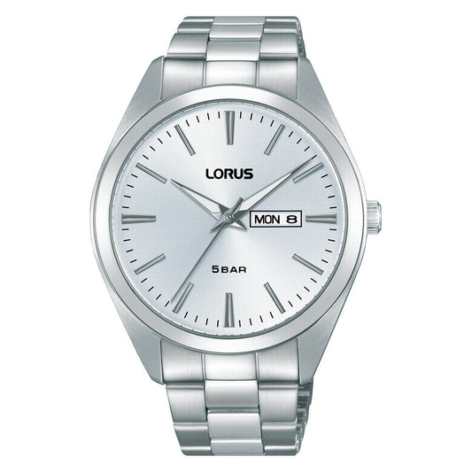 lorus quartz gents stainless steel white dial bracelet watch
