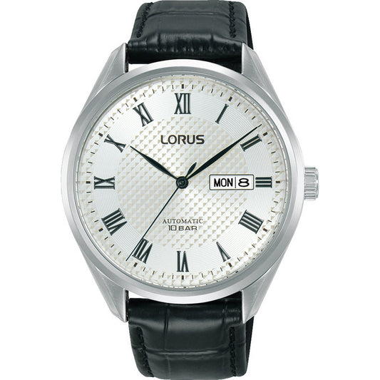 lorus automatic gents stainless steel white dial strap watch