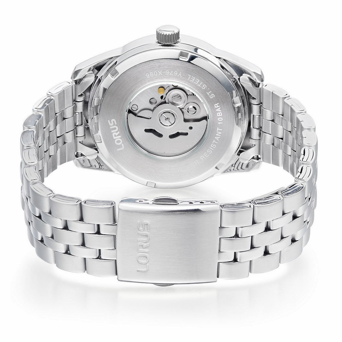 lorus automatic gents stainless steel black dial bracelet watch