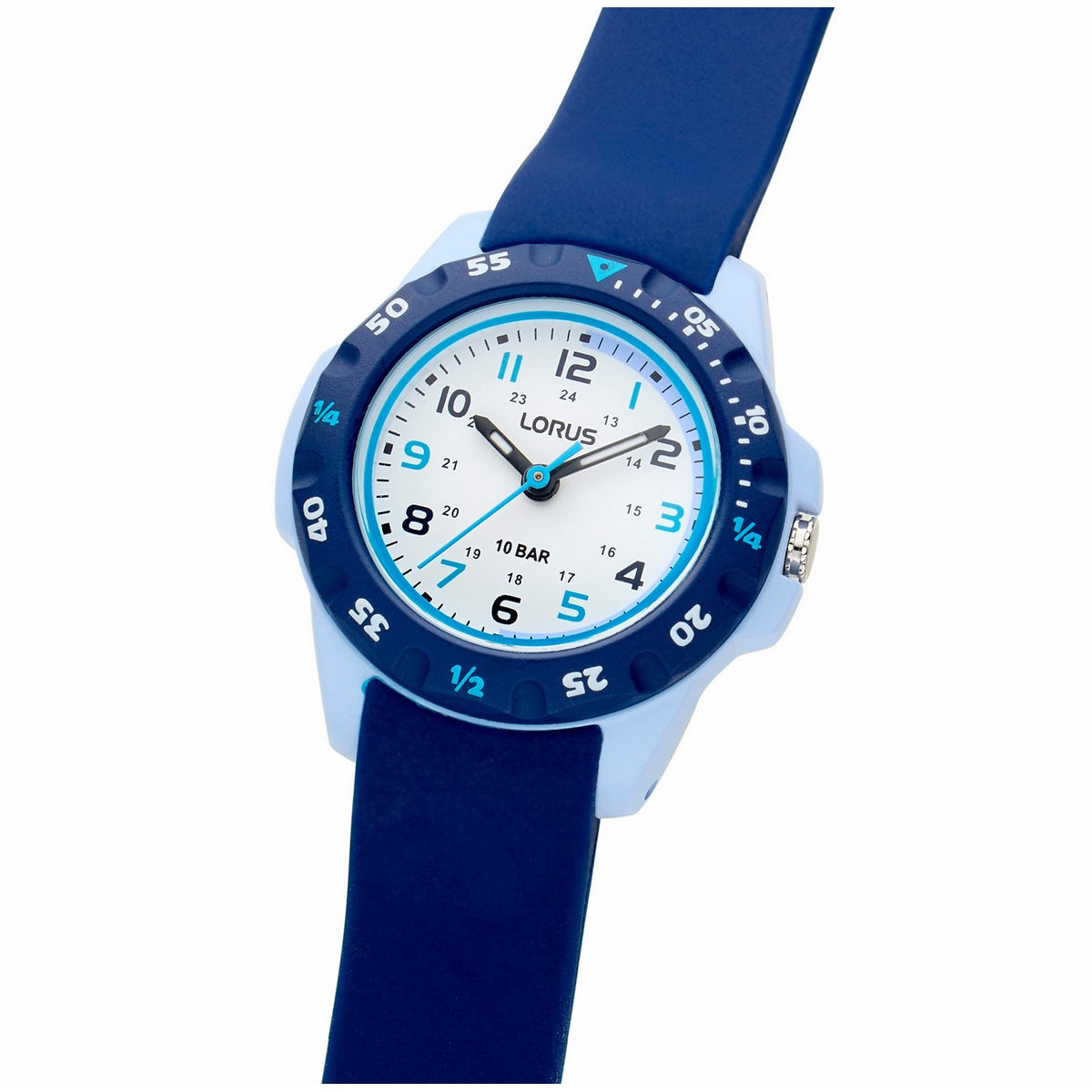 lorus quartz kids white dial blue silicone strap