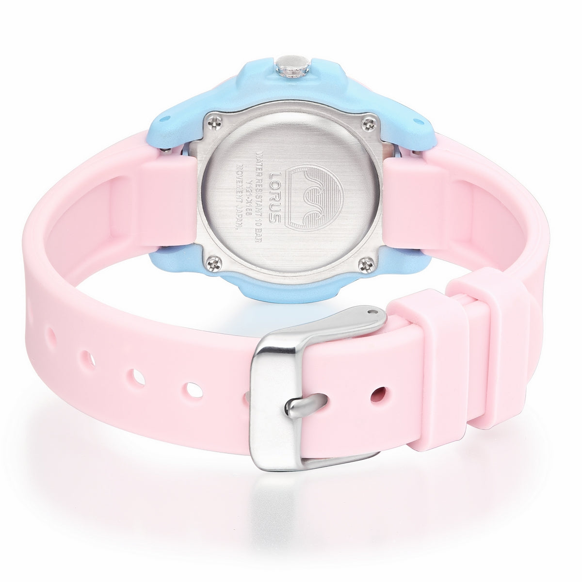 lorus quartz kids white dial pink silicone strap