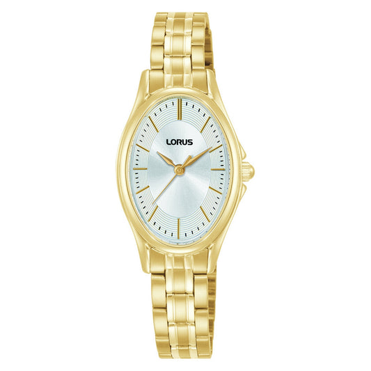 lorus quartz ladies gold plated white dial bracelet watch