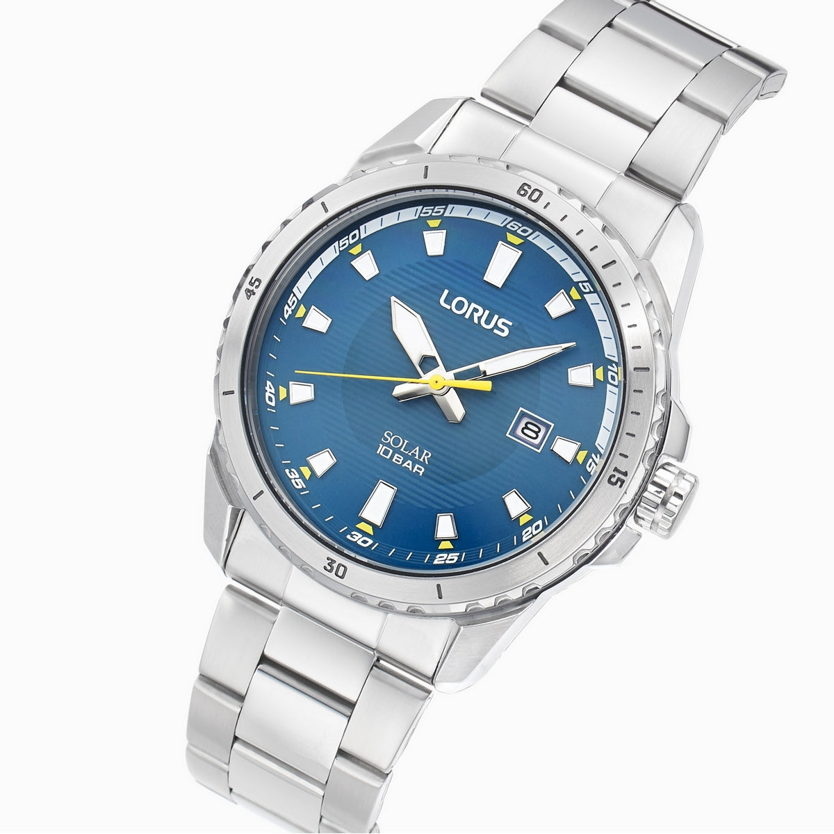 lorus solar gents stainless steel blue dial bracelet watch