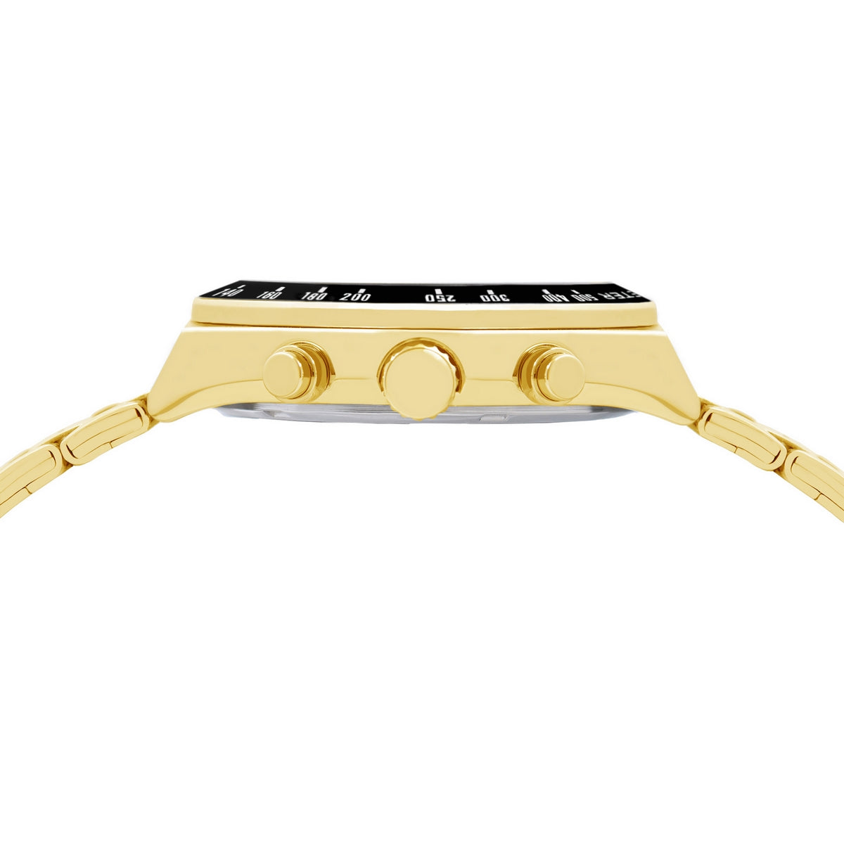 lorus solar chronograph gents gold plated black dial bracelet watch