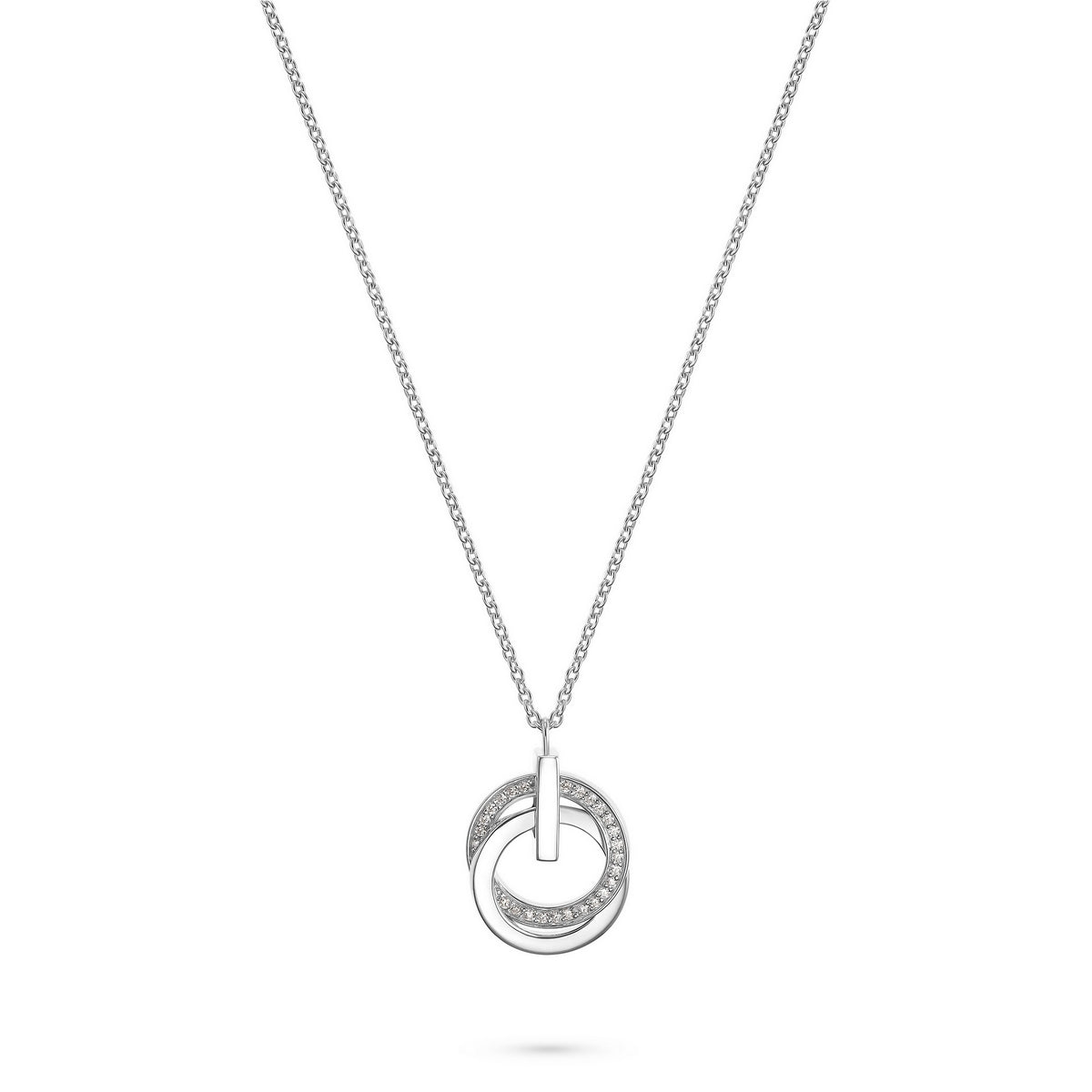 jette necklace silver 925 rhodium plated with cubic zirconia 45+3cm