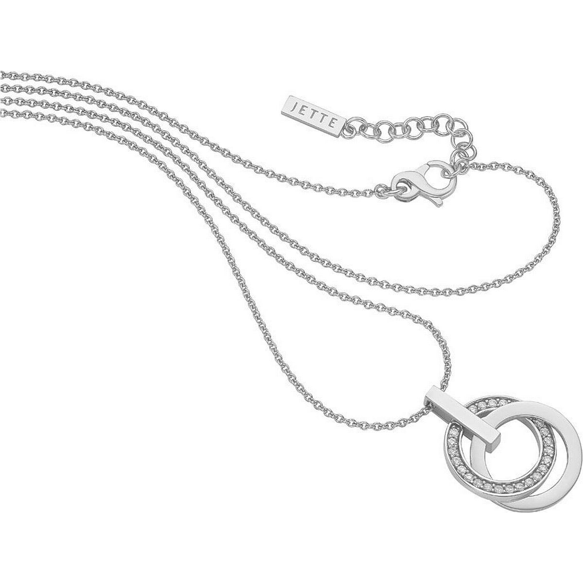 jette necklace silver 925 rhodium plated with cubic zirconia 45+3cm