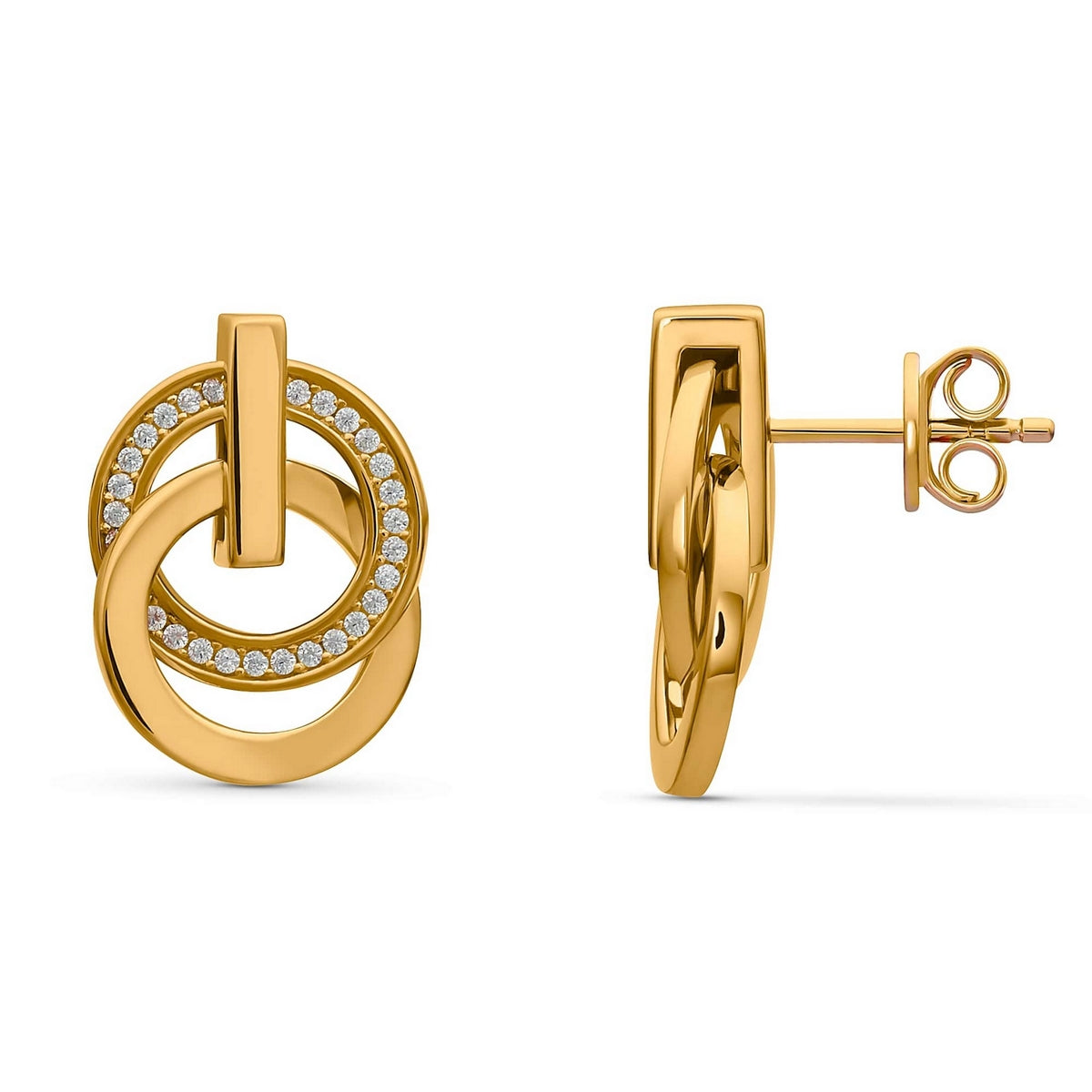 jette earrings silver 925 yellow gold plate with cubic zirconia