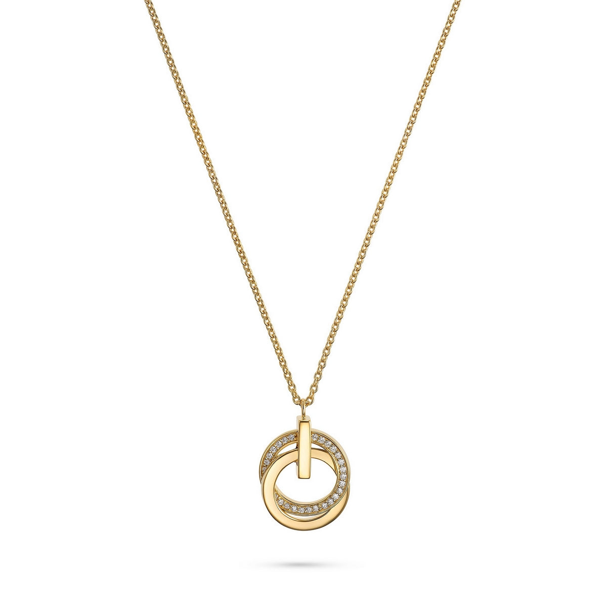 jette necklace silver 925 yellow gold plate with cubic zirconia 45+3cm