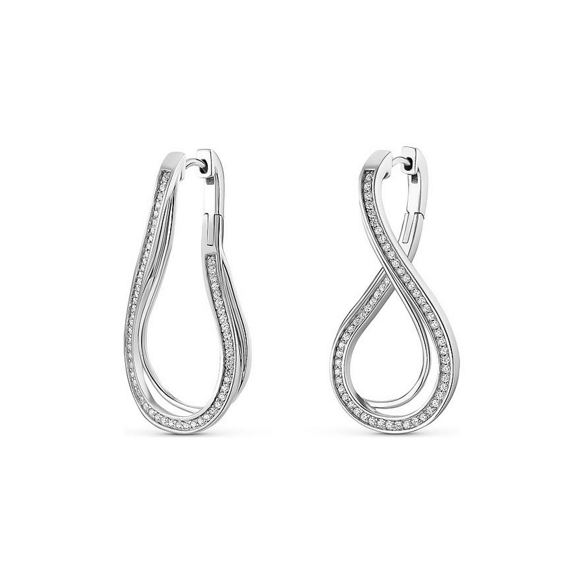 jette earrings silver 925 rhodium plated with cubic zirconia