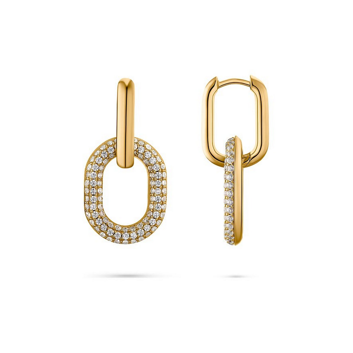 jette earrings silver 925 yellow gold plate with cubic zirconia