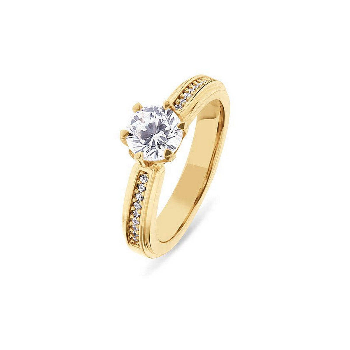 jette ring silver 925 yellow gold plate with cubic zirconia size55
