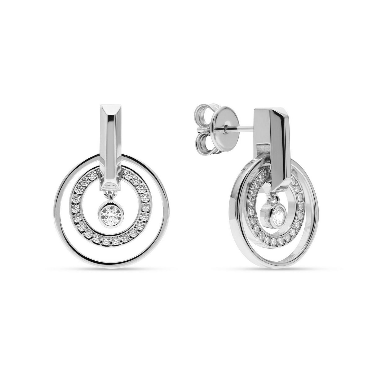 jette earrings silver 925 rhodium plated with cubic zirconia