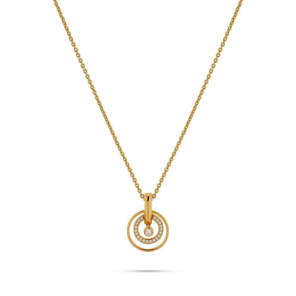 jette necklace silver 925 yellow gold plate with cubic zirconia 45+3cm