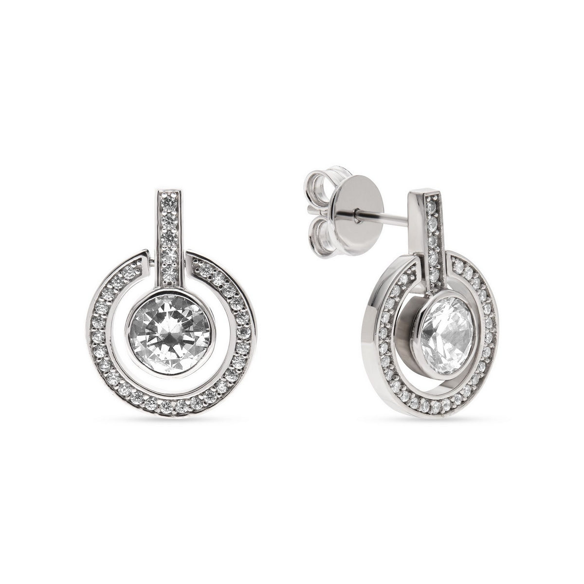 jette earrings silver 925 rhodium plated with cubic zirconia