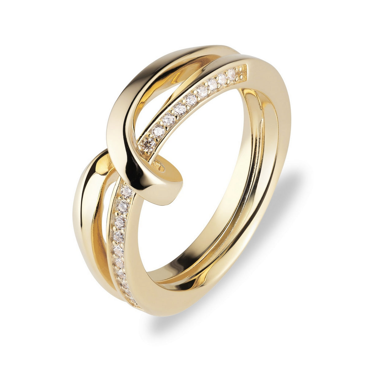 jette ring silver 925 yellow gold plate with cubic zirconia size55