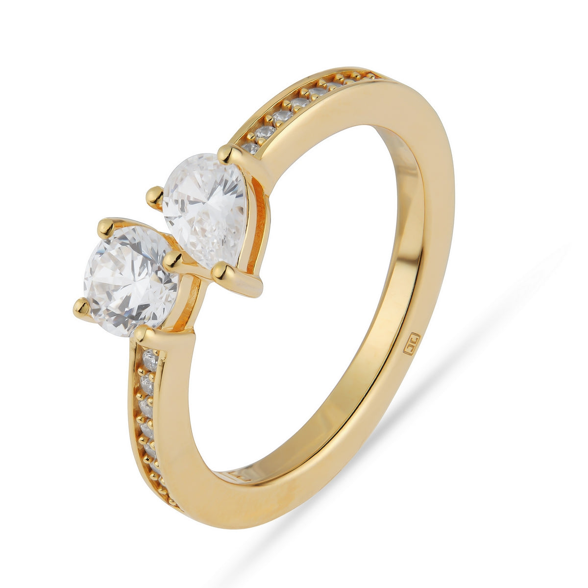 jette ring silver 925 yellow gold plate with cubic zirconia size55